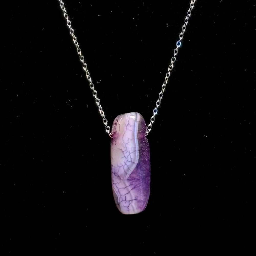 Purple Dragon Vein Agate Pendant Necklace Natural Healing Crystal Gemstone